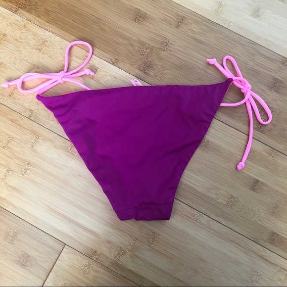 NWOT VS reversible orange & magenta tie string bikini bottom - Picture 2 of 7